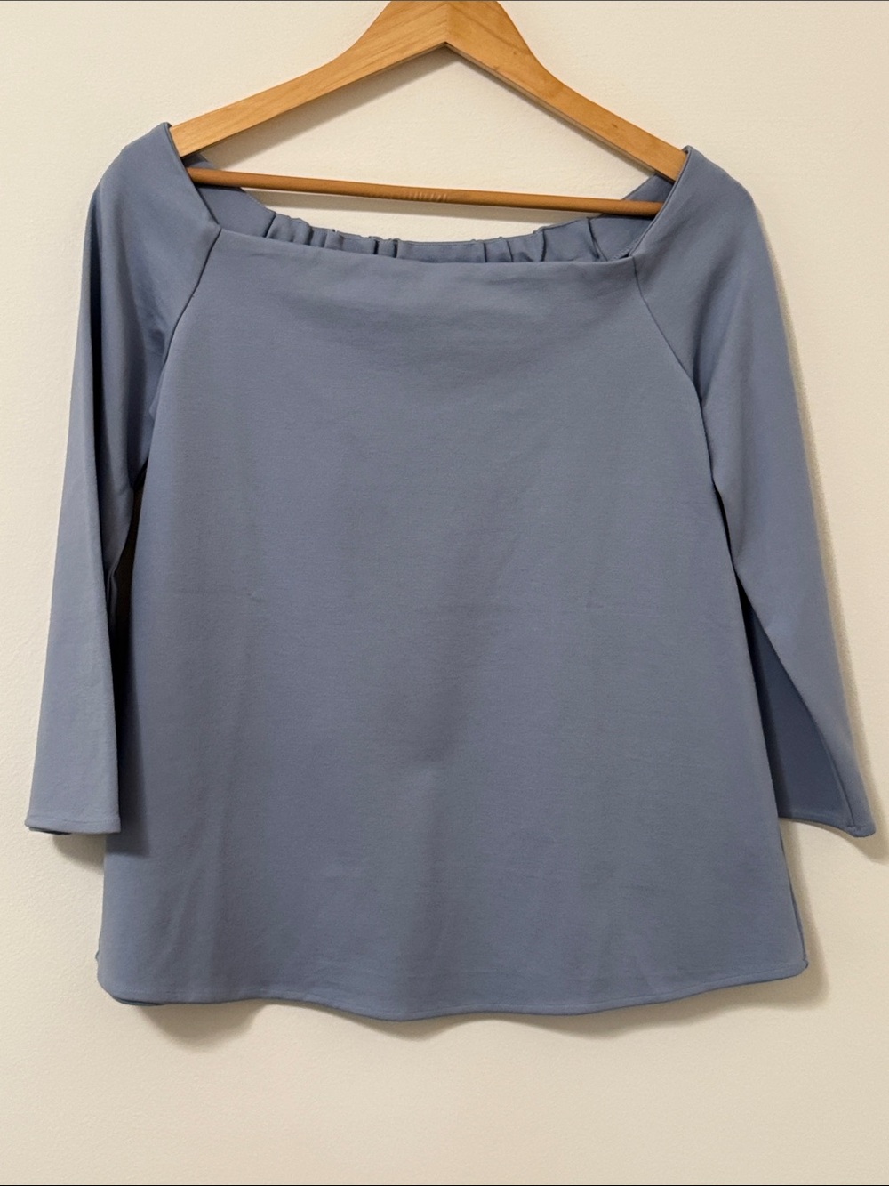 Women's Blue Boatneck 3/4 Sleeve Top